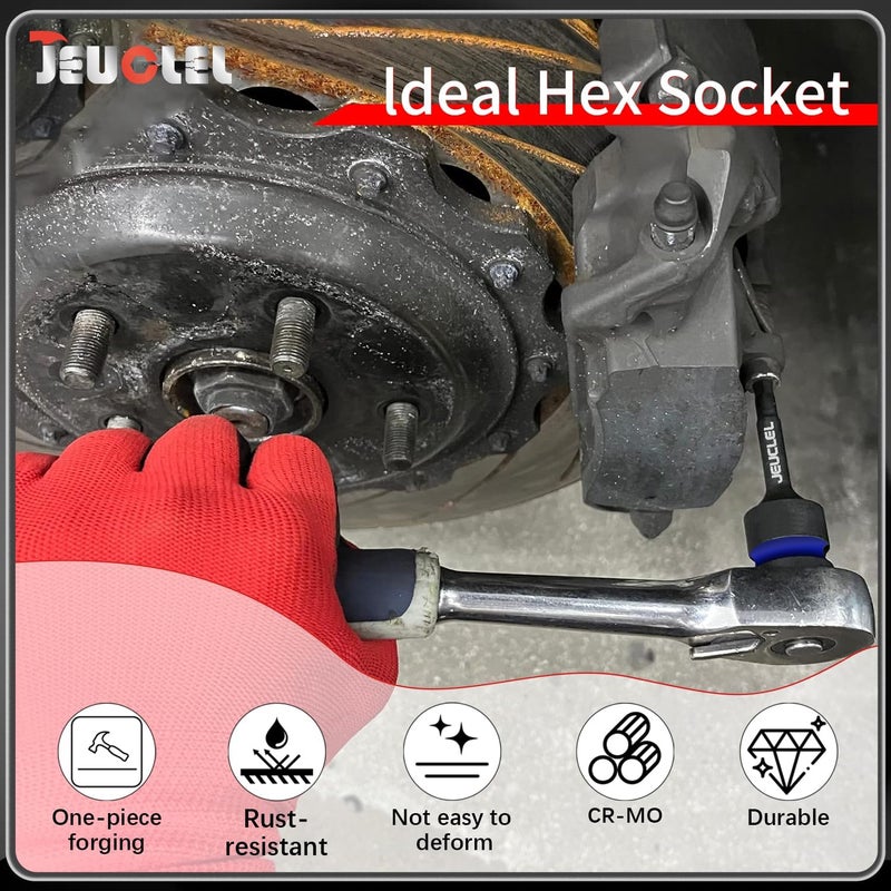 JEUCLEL مقبس بت تأثير سداسي 8 مم، H8 مقبس ألين 1/2 بوصة، محول مفك سداسي من فولاذ Cr-Mo لطول إضافي لمفاتيح ربط كهربائية لتثبيت البراغي - Image 2